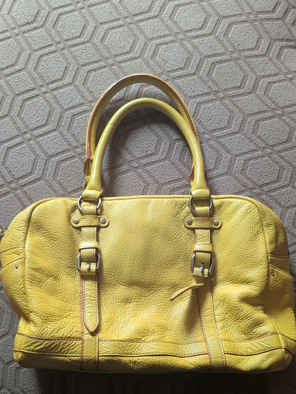 Pilcro Yellow Leather Top-Handle Satchel Bag